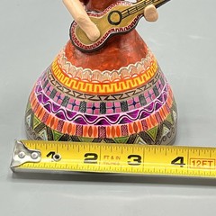Vintage Mexican Folk Art Terracotta Angel w Guitar Single Candleholder Christmas