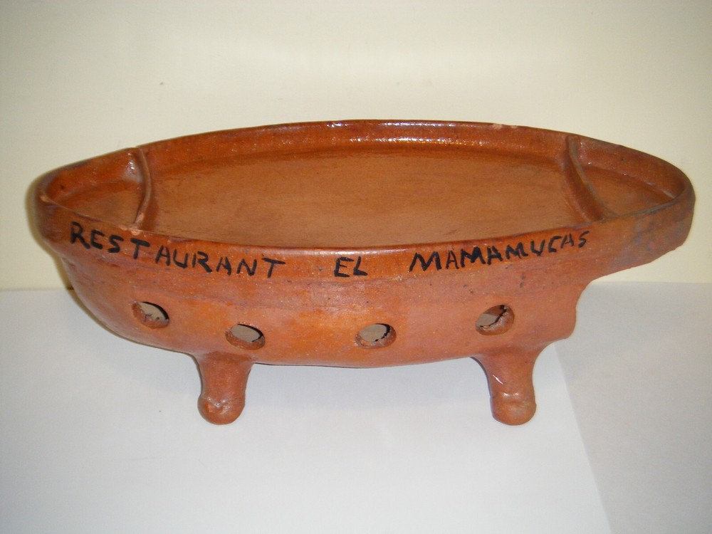 Vintage Terra Cotta Glazed Red Clay Mexican Tabletop Food Warmer