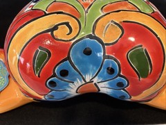 Mexican Talavera Pottery Heart With Wings Signed Wall Decor