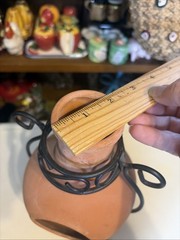 Mini Terra Cotta Pottery Tabletop Fireplace Chiminea W/Black Metal Stand