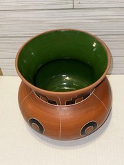 Mexican Folk Art Pottery Flower Pot Vase Large Hand Crafted Mayan Designs 7”