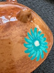 Talavera Mexican Pottery Footed Bowl Bird Floral Hand Painted Vibrant Colors