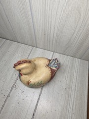 Vintage Hand Painted Chicken Folk Art Cottagecore Primitive Chick Hen Heart Read