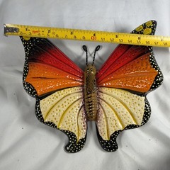 Vintage Handmade Mexican Ceramic Butterfly Wall Hanging Folk Art 6×7″ Decor