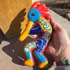 Talavera Kokopelli Mexican Handmade ceramic clay Folk Art Wall Art flute music