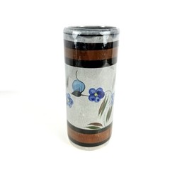 Vintage Vase, Tonala Mexico Art Pottery Gray Tube Shape. Mid-Century Modern