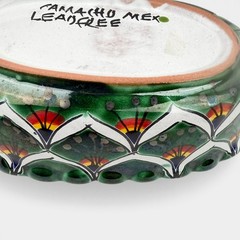 Talavera Camacho Mexico Lead Free Oval Dish 7.5″ Hand Painted Green Bowl
