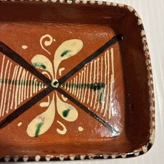 Mexican Folk Art Pottery Trinket Dish Hand Made Hand Painted mid-century modern