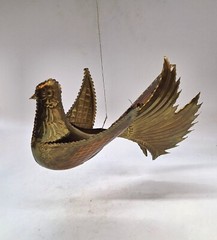 Embossed pressed brass flying bird dove 3D hanging folk art 12″ x 6″ x 7″