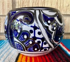 Mexican Ceramic Flower Pot Planter Folk Art Pottery Handmade Talavera #2