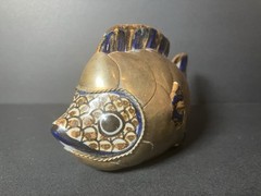 Tonala Brass Ceramic Armored FISH Vintage