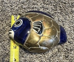 Unique Ceramic Fish Brass Covered With Twisted Edging Detail Figure Armored Fish