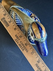 Vtg Mexico Tonala Mexican Folk Art Sergio Bustamanta Style Mallard Duck 8” Brass