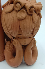 Vintage Oaxaca Terra Cotta Laying Angel Tabletop Candle Holder Adorable
