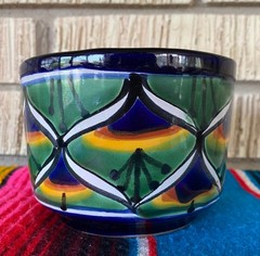 Mexican Ceramic Flower Pot Planter Folk Art Pottery Handmade Talavera #6