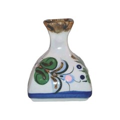 Mexican Pottery Bud Vase Small Signed Mex Reyna Hand Painted Floral Art Mexico