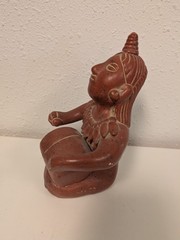 Vintage Mexico Pottery Folk Art Figurine Woman Playing The Drums handmade music