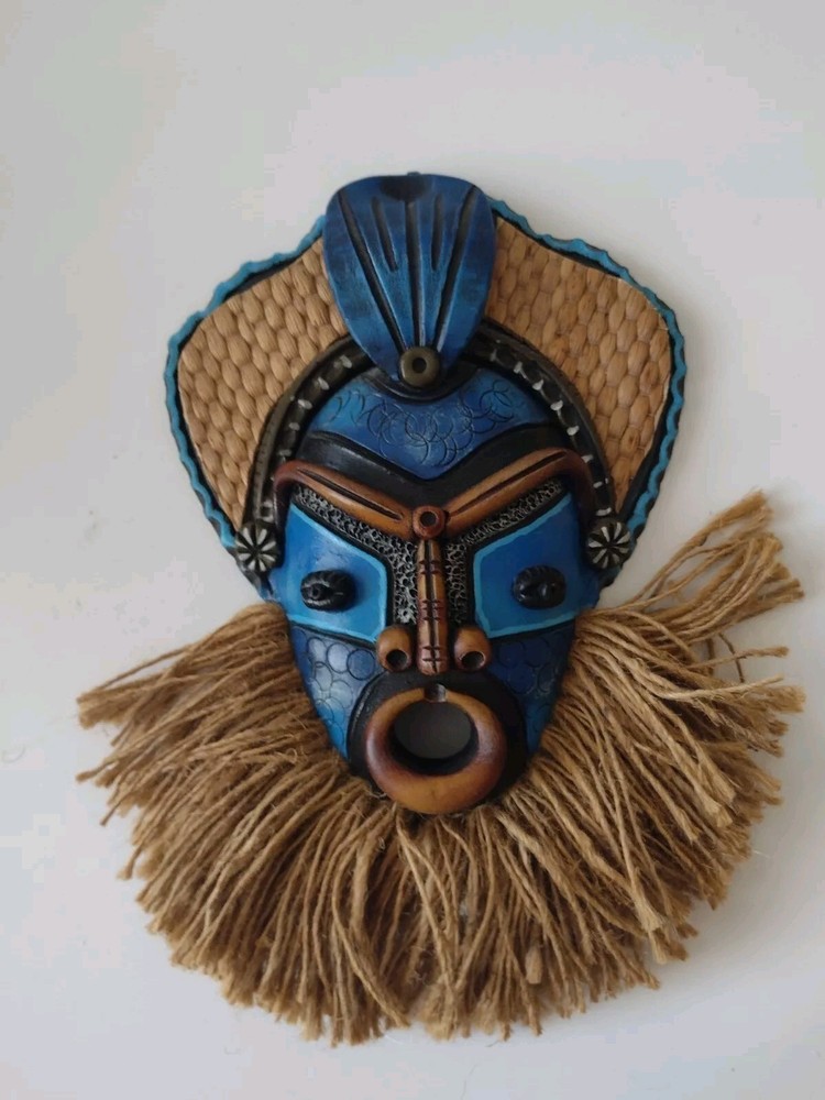 Vintage Aztec Tribal Mask Teracota Mayan Mexican Inca Pottery Modern Mid Century