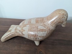 Vintage Mexico Pottery Effigy Parrot Bird Sculpture Vase Vessel Reproduction