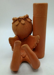 Vintage Oaxaca Terra Cotta Laying Angel Tabletop Candle Holder Adorable