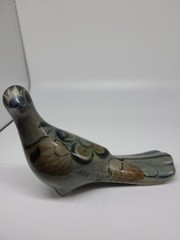 Single Grey Tonala Mexican Art Pottery Bird Hand Painted