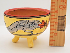 Belize SIGNED Handmade Painted Clay Bowl OOAK by Mac 4″ Folk Art Art Pottery