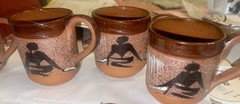 Set Of 4 African Hand -Painted Zimbabwe Clay Mug With Traditional Art 3.5″ Tall