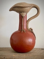 Vintage Mexican Folk Art Bird Terracotta Effigy Vessel Moche Style Handmade 10”
