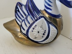 Vintage Tonala Mexico Duck Handmade Painted In Armor Brass and Ceramic