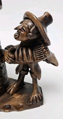 Vintage Folk Art Pottery Men Playing Music Pen holder Figurine Sculpture
