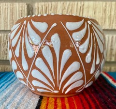 Mexican Ceramic Flower Pot Planter Folk Art Pottery Handmade Talavera #6