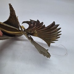 Embossed pressed brass flying bird dove 3D hanging folk art 12″ x 6″ x 7″