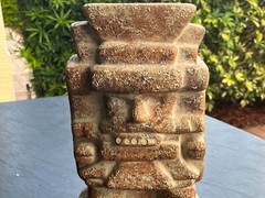 Vintage Mid Century Modern MCM Aztec Statue Terra Cotta Clay Figure 10.5″ Tall
