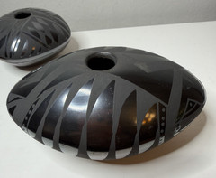2pc Lot VTG Amelia Hernandez Mata Ortiz Blackware Seed Pots Modern BOHO Decor