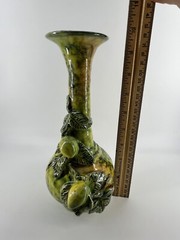 Vtg Ceramic Pottery Mexican Single Bud 3D Lemon Lime Vase