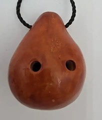 Handmade Clay Ocarina Pendant Whistle Folk Art Anti Drug AIDS Message MPI