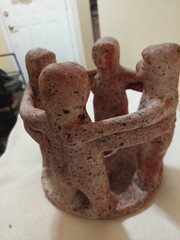 Aztec Mayan Circle Of 4 Friends Clay Candle Holder 7″x 7″ single holder