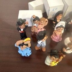 23 Vintage Spanish Mud People Terracotta Hand Painted Clay Dolls with boxes