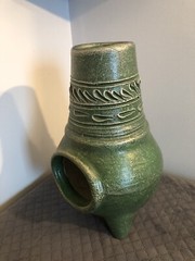 Table Top Chiminea Pottery Green Hand Made 8 Pounds Solid House Decor