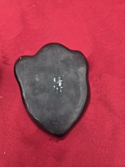 Vintage Oaxaca Mexican Carved Black Clay Pottery Lidded Box Heart Shape Angel