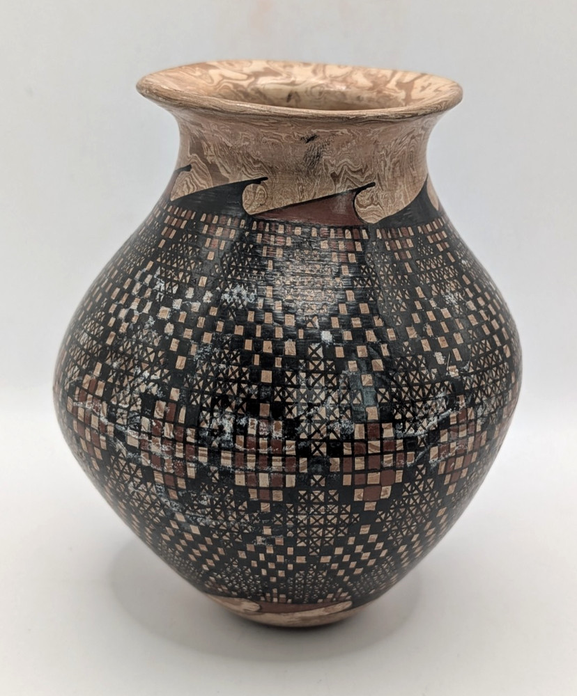 Handmade Lazaro Ponce Signed Mata Ortiz Geometric Polychrome Pottery Bowl Vase