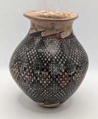 Handmade Lazaro Ponce Signed Mata Ortiz Geometric Polychrome Pottery Bowl Vase