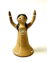 Clay Pottery Angel Figure Terracotta Tabletop Art Goddess Uplifted Arms Kemper