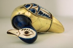 Duck Figurine VTG from Tonala Mexico Ceramic and Brass 4 Inches Tall Good Cond.