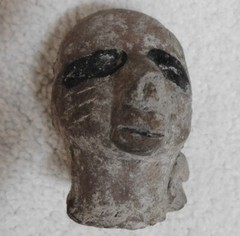 Pre-Columbian / Mayan Artifact Face Effigy Warrior w Marked Face Tribal Scars