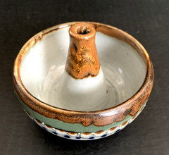 Handmade Incense Sage Burner Holder Pottery Signed Clay Glazed Stoneware Mexico