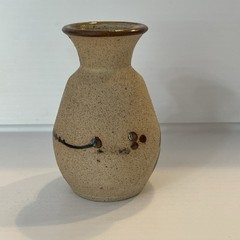 Vintage Tonala Bud Vase Mexican Folk Art Pottery Floral Sandstone Signed