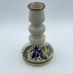 Mexico Tonala Pottery Floral Signed Candle Stick Single Holder
