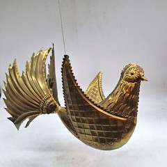 Embossed pressed brass flying bird dove 3D hanging folk art 12″ x 6″ x 7″