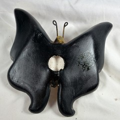 Vintage Handmade Mexican Ceramic Butterfly Wall Hanging Folk Art 6×7″ Decor